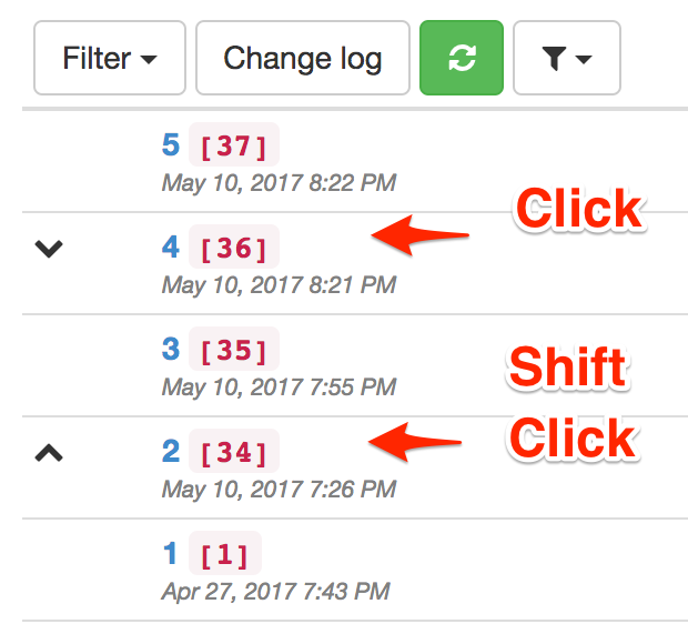 Change log selection