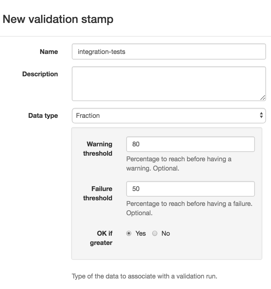 Validation stamp data type