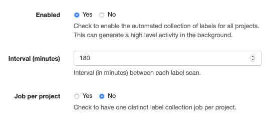 Label provider job settings