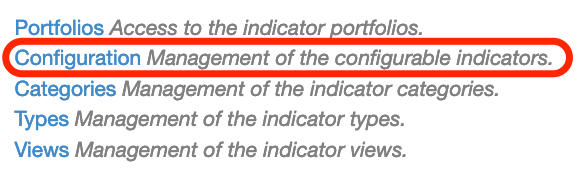 Configuration of the indicators