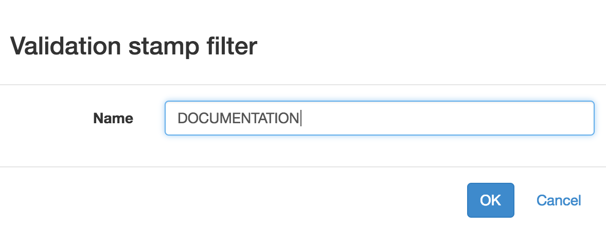 New validation stamp filter dialog